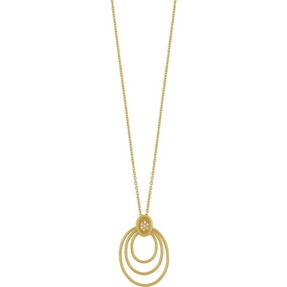 Carrière Volta 18K Gold & Silver Pave Diamond Oval Pendant Necklace 0.04 ctw NWT - Picture 1 of 7